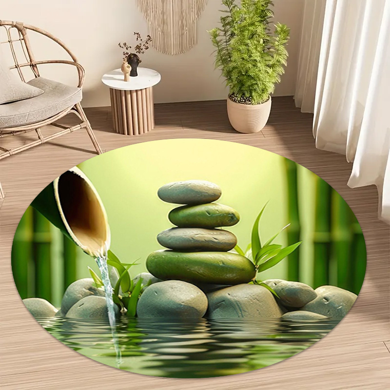 Spa Wellness Yoga - Tappeto Rotondo Zen in Bambù e